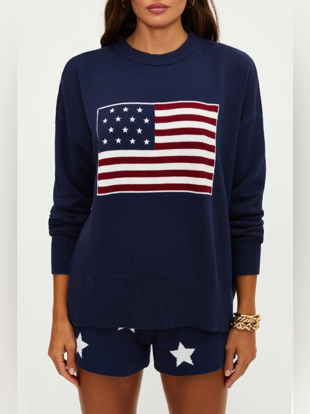 Beach Riot x Anthropologie Callie Americana Sweater In Navy